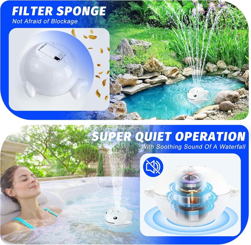 ChlorStar Pool Fountain with Remote, Dolphing Floating Pool Fountain with Lights, Above Ground Pool Water Fountains with Anchor, Swimming Pool Fountains for Inground Pool-1PC,White - Image 5